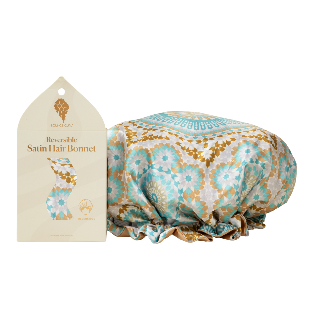 Bounce Curl Satin Hair Bonnet Schlafhaube für Locken verstellbar