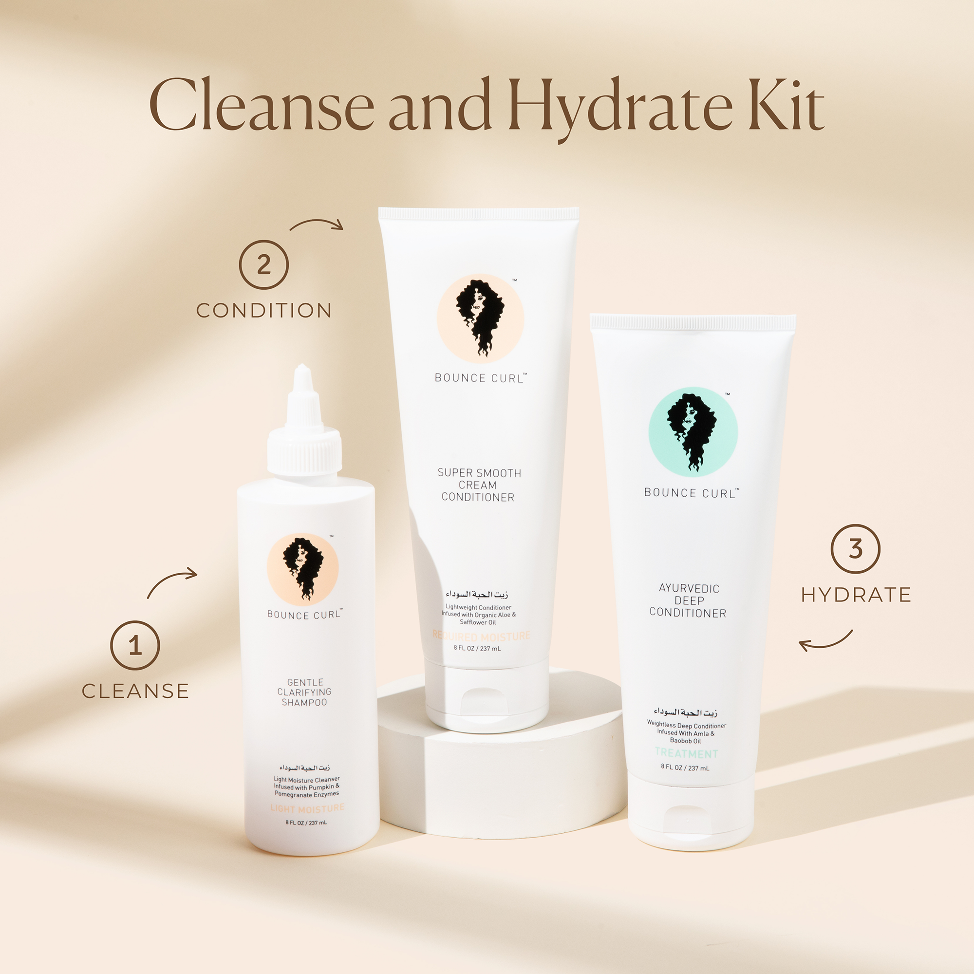 Bounce Curl Cleanse & Hydrate Kit Locken Set Shampoo Kur