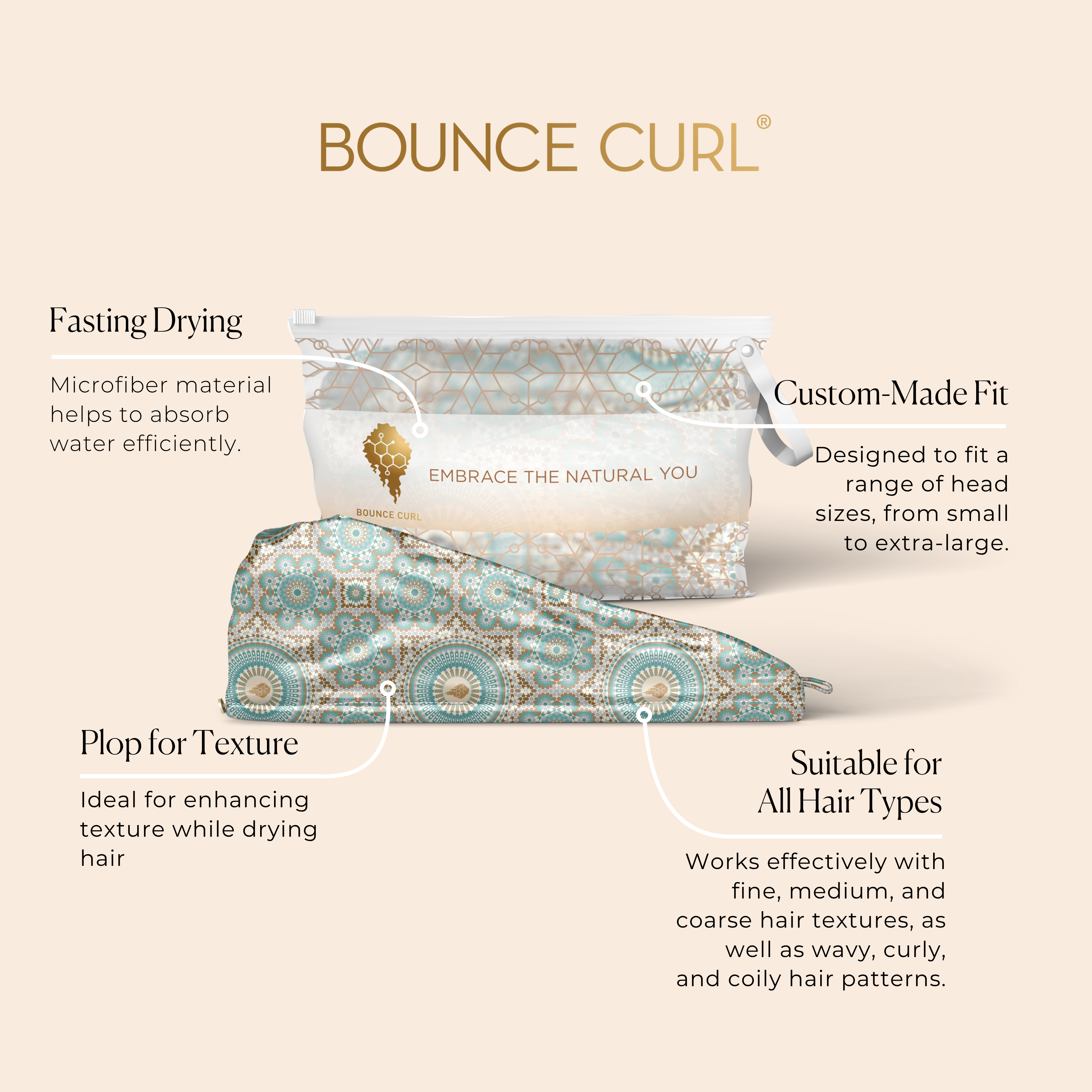 Bounce Curl Satin Microfiber Turban Haarturban