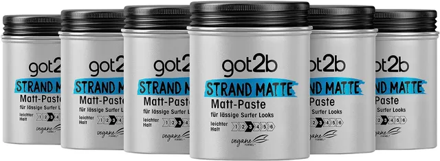 got2b GEL CREME WAX Strand Matte Matt-Paste 117g 6er Pack leicht
