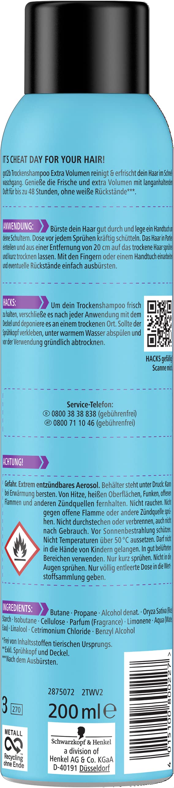 got2b Trockenwäsche Extra Volumen Trockenshampoo 200 ml