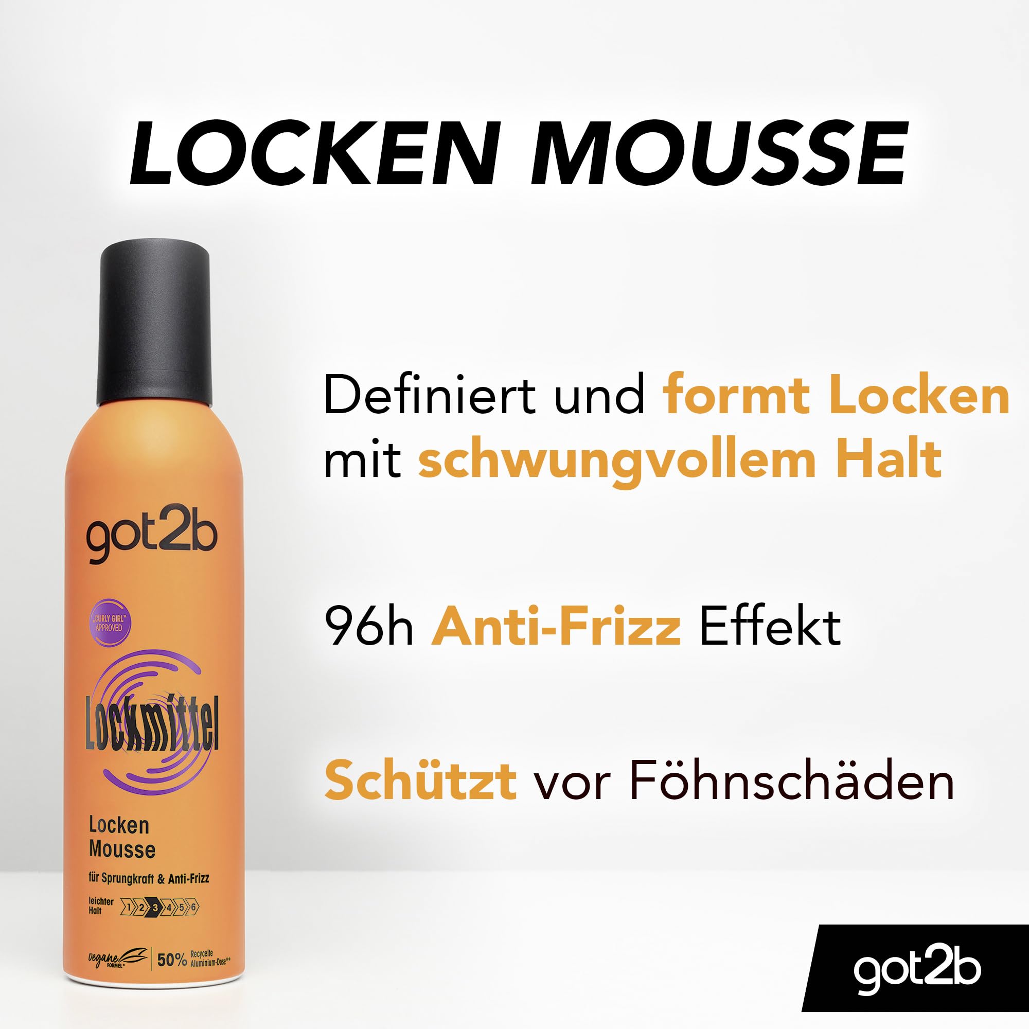 got2b Mousse Lockmittel Schaumfestiger Lockenschaum 250 ml Halt 3