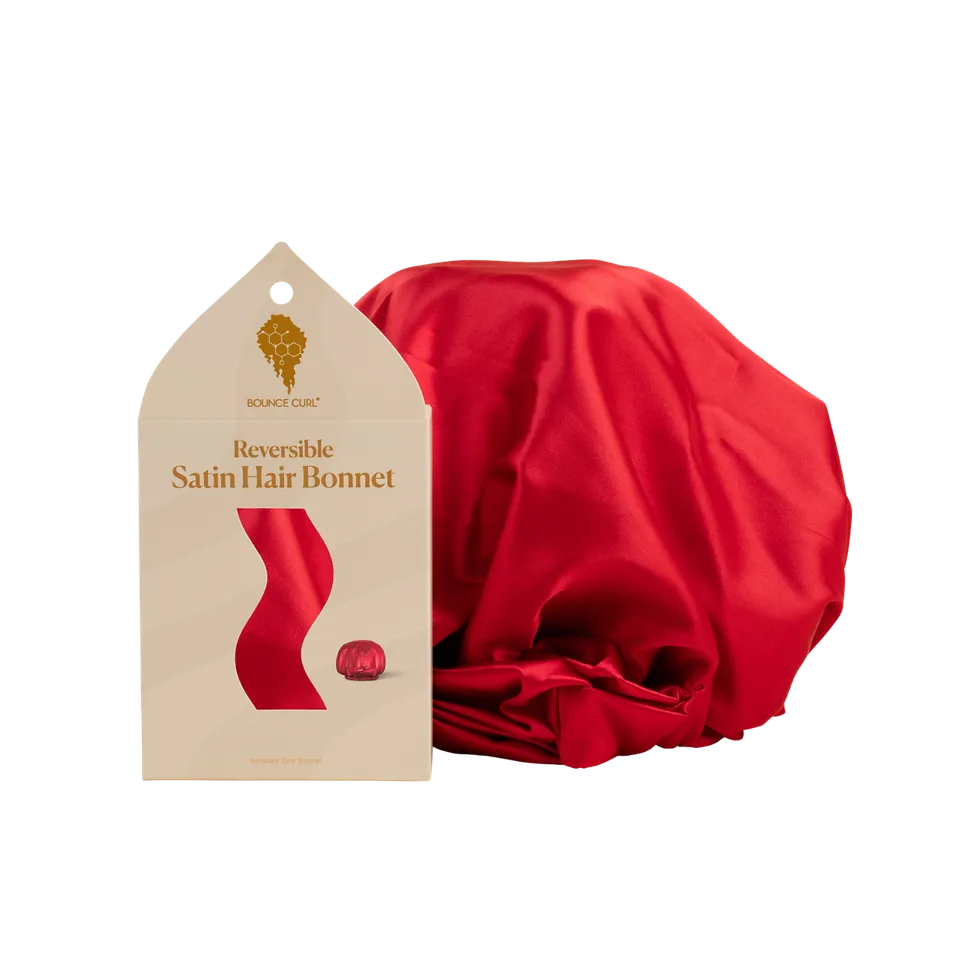 Bounce Curl Satin Hair Bonnet Schlafhaube für Locken verstellbar