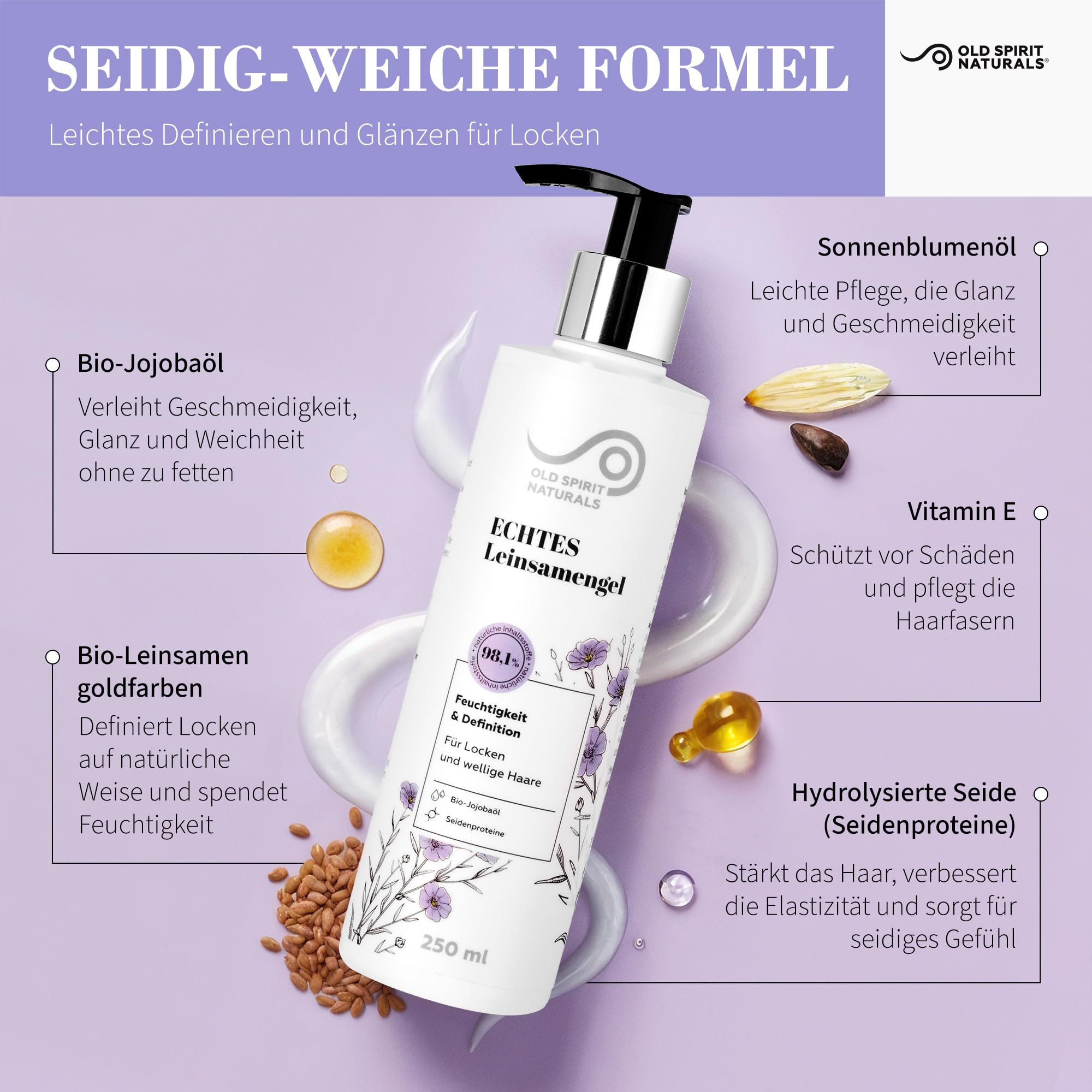 Old Spirit Naturals Leinsamengel Locken 250 ml unparfümiert