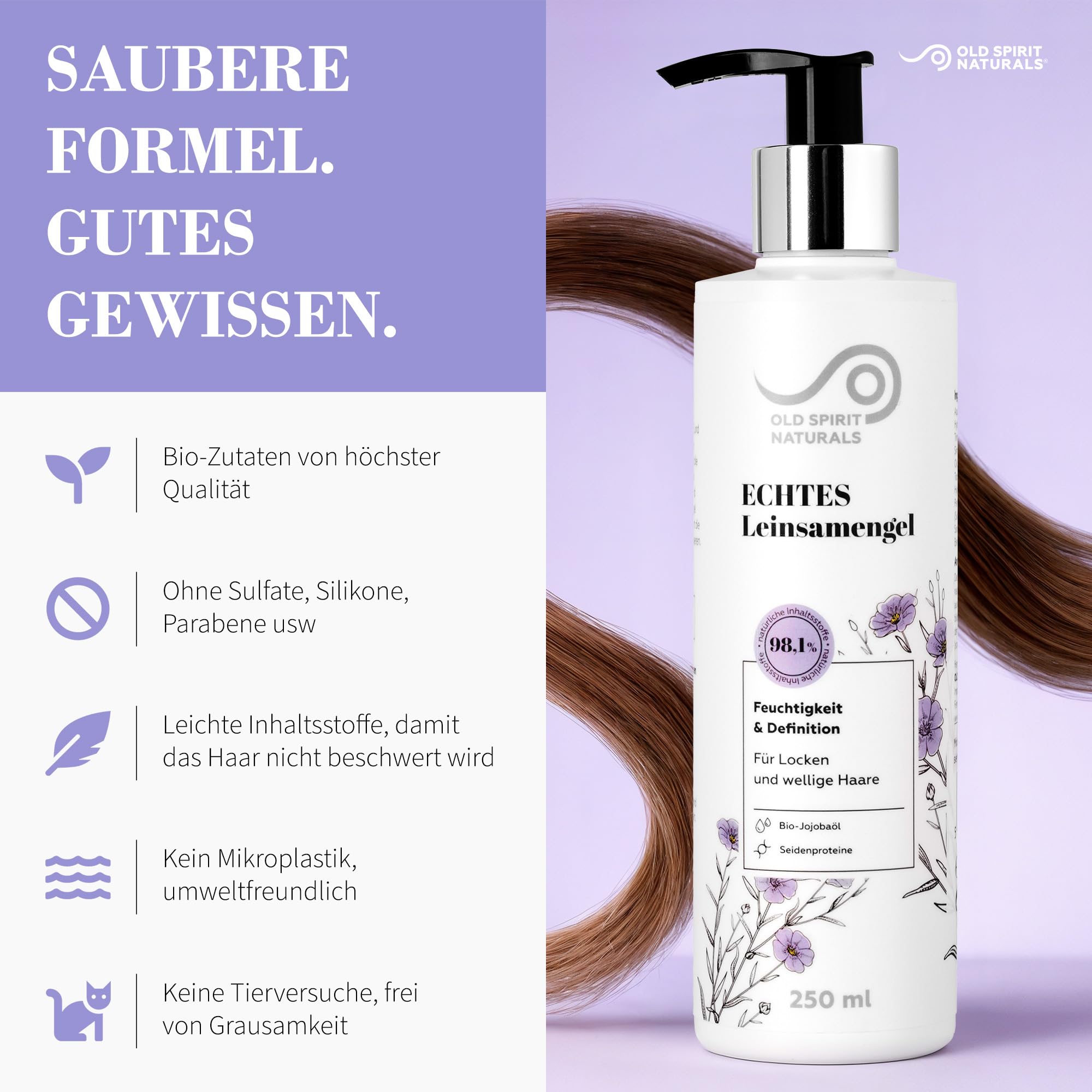 Old Spirit Naturals Leinsamengel Locken 250 ml unparfümiert