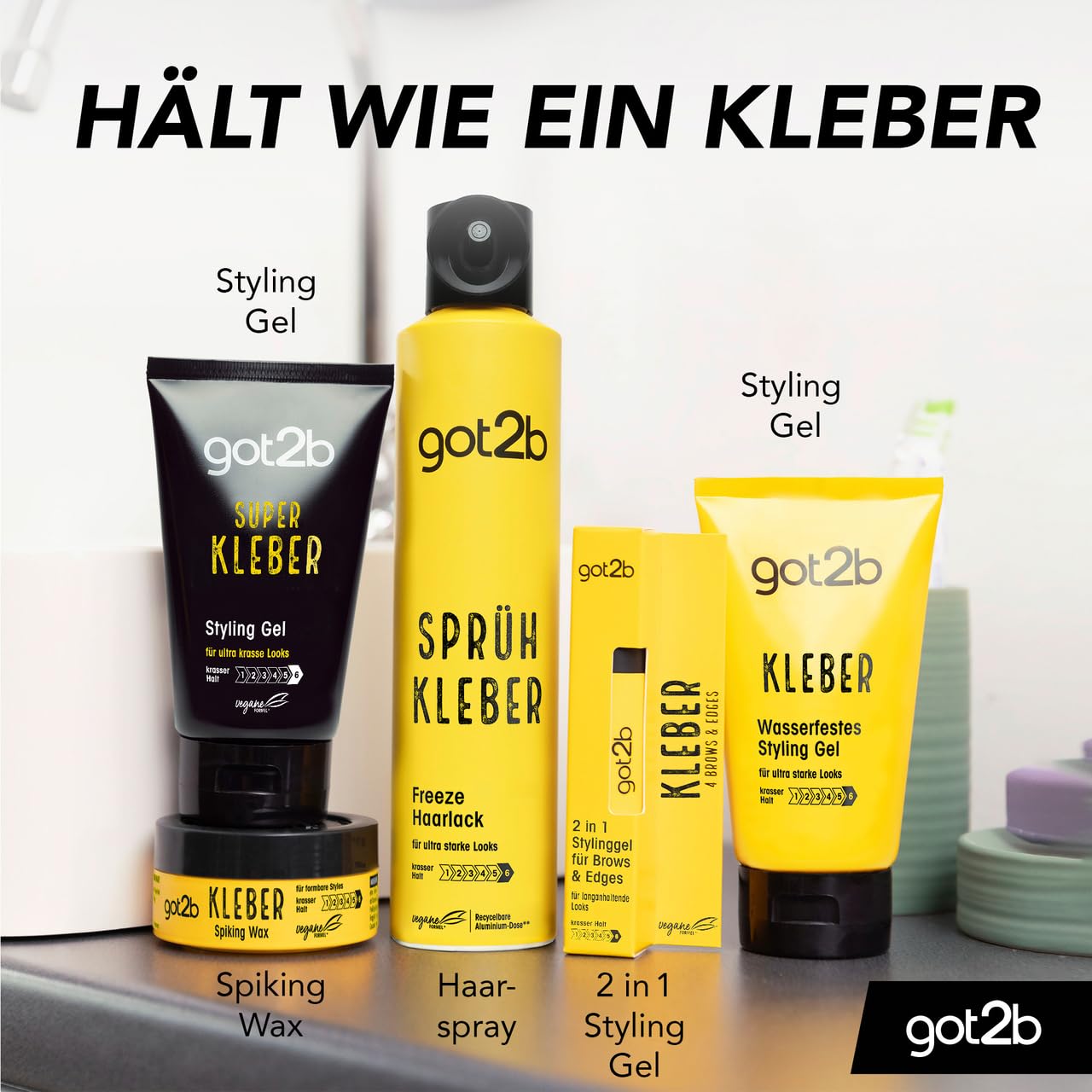 got2b Kleber Haar Gel Halt 6 Styling Gel 6x150 ml Set