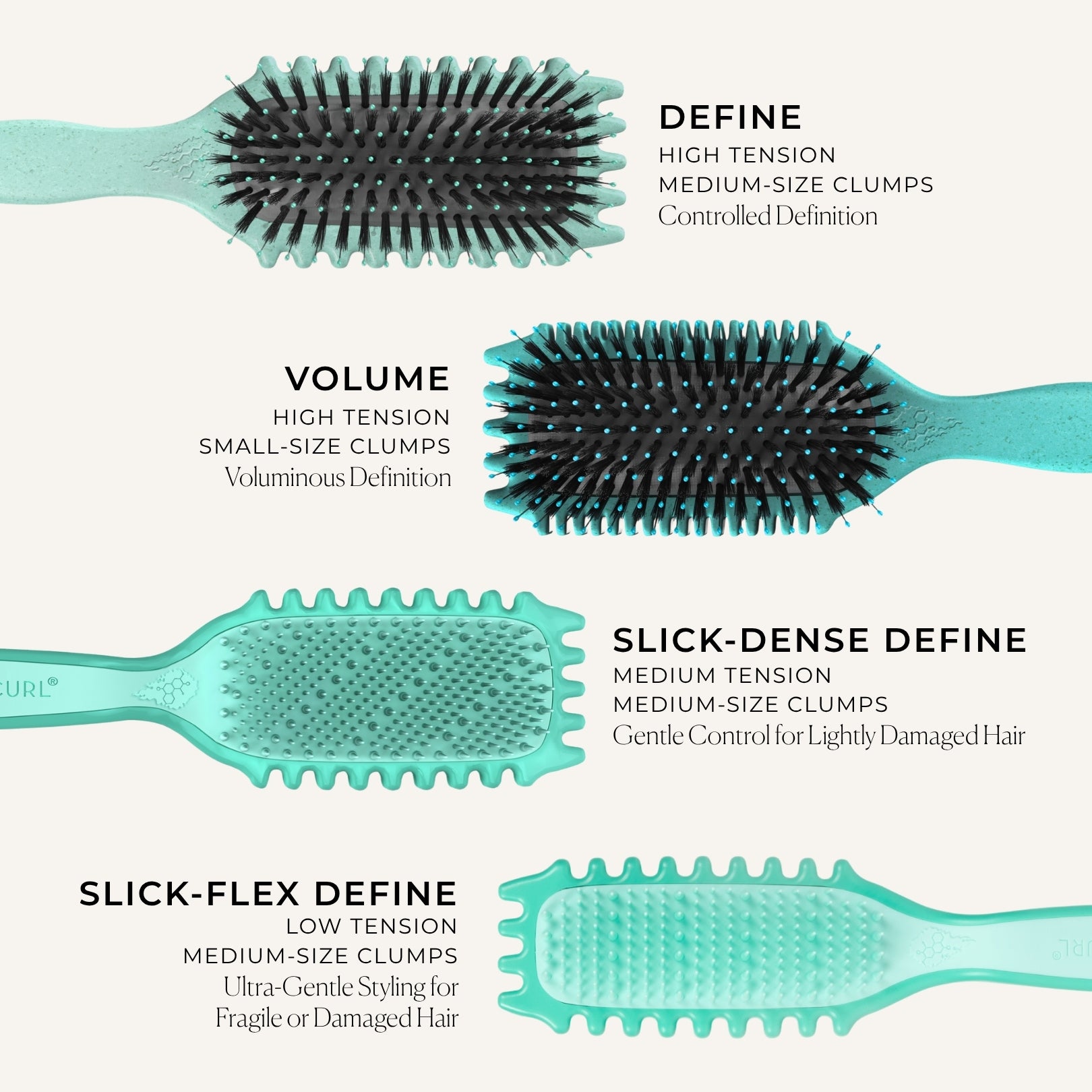 Bounce Curl Slick-Dense Define EdgeLift Lockenbürste Teal