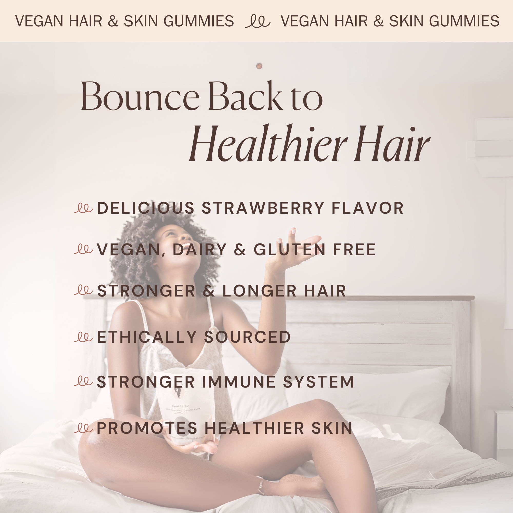 Bounce Curl Collagen Gummies Erdbeere vegan Haar Haut
