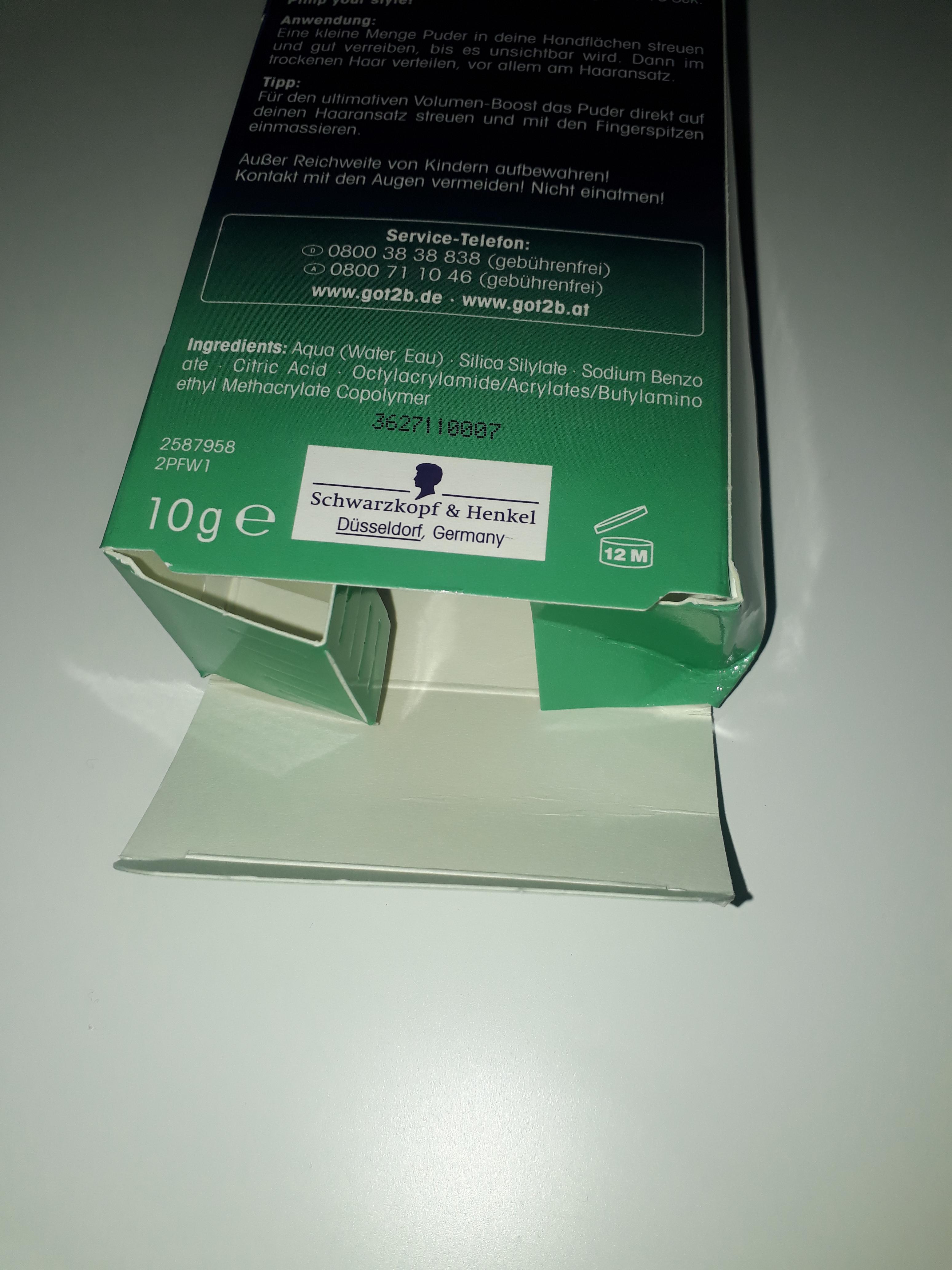 got2b Powder'ful Volumen Puder 10g Halt 4 Ansatz Volumen