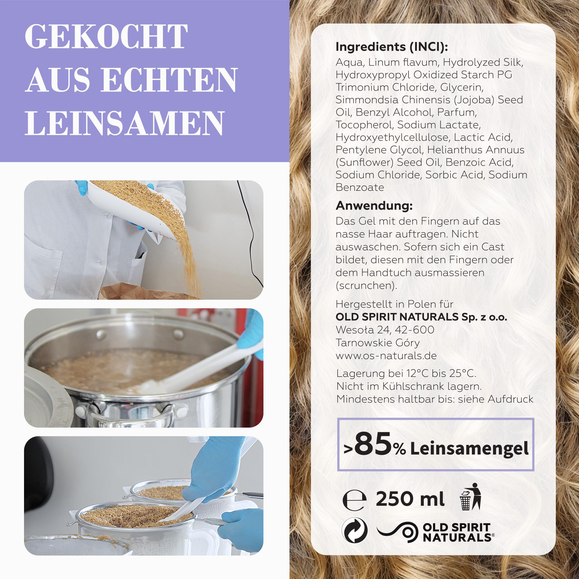 Old Spirit Naturals Leinsamengel Locken 250 ml unparfümiert